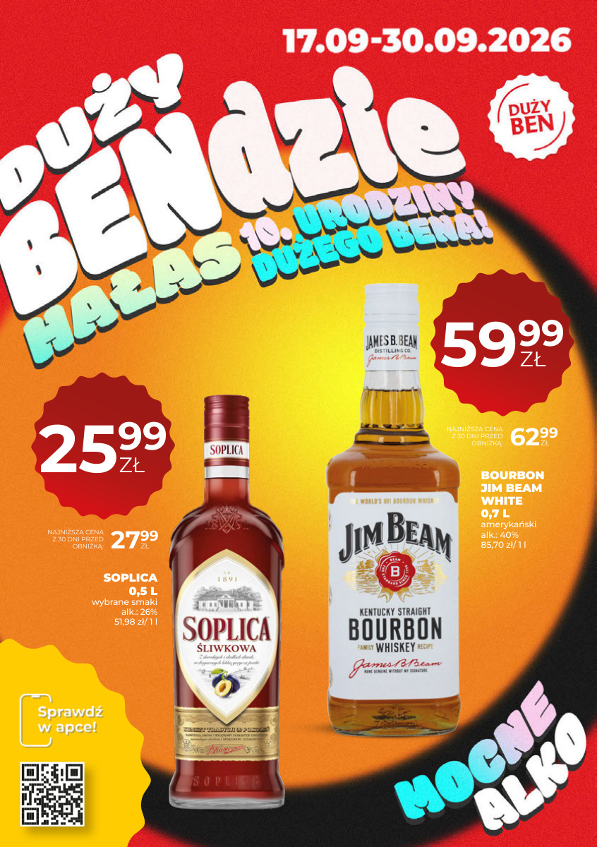 Okładka gazetki Mocne alkohole 17.09-30.09.2026 — Duży Ben